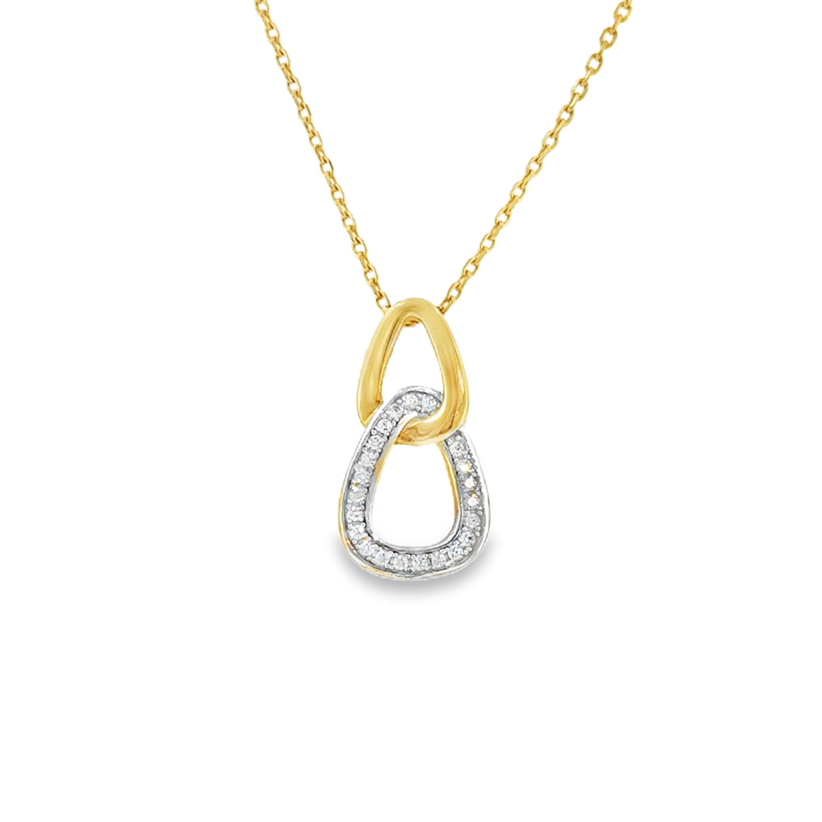 9ct Yellow Gold CZ Set Double Pyramid Necklet and Earring Set