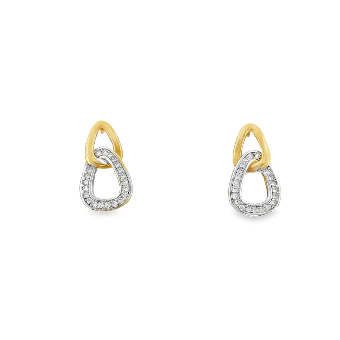 9ct Yellow Gold CZ Set Double Pyramid Necklet and Earring Set
