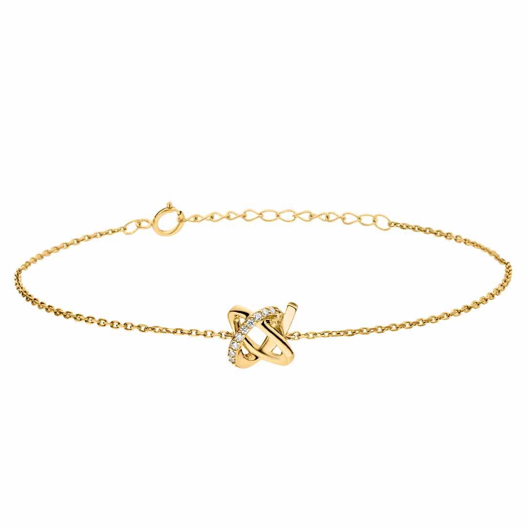 9ct Yellow Gold Opn CZ Knot Bracelet