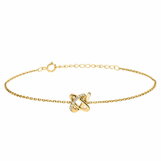 9ct Yellow Gold Opn CZ Knot Bracelet