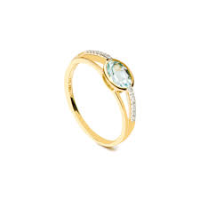 9ct Cubic Zirconia Liight Blue Rubover Ring With Open Stone Set Shoulders