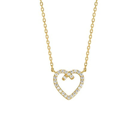 9ct Yellow Gold Open CZ Set Heart Necklet