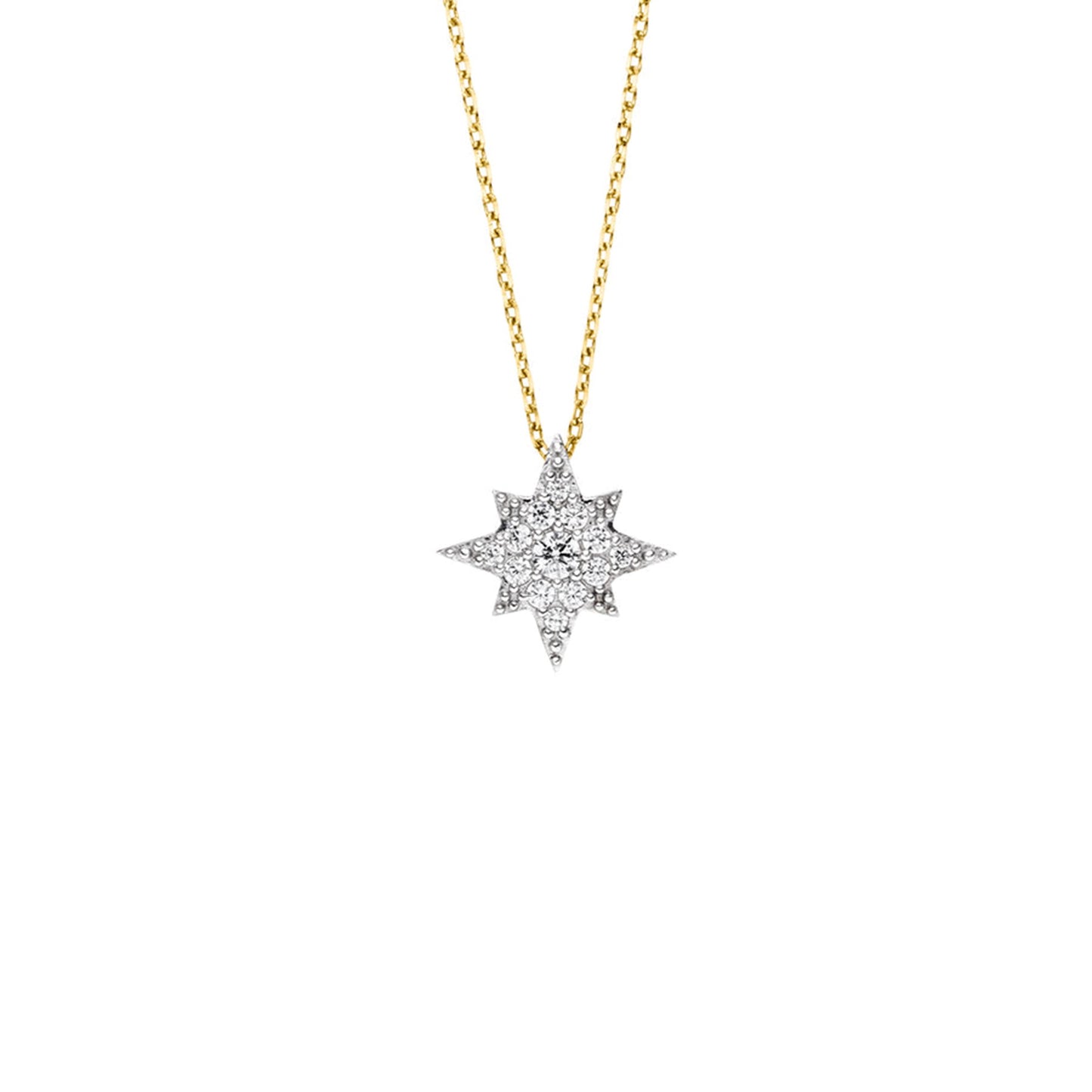 9ct Yellow Gold CZ Set North Star Necklet