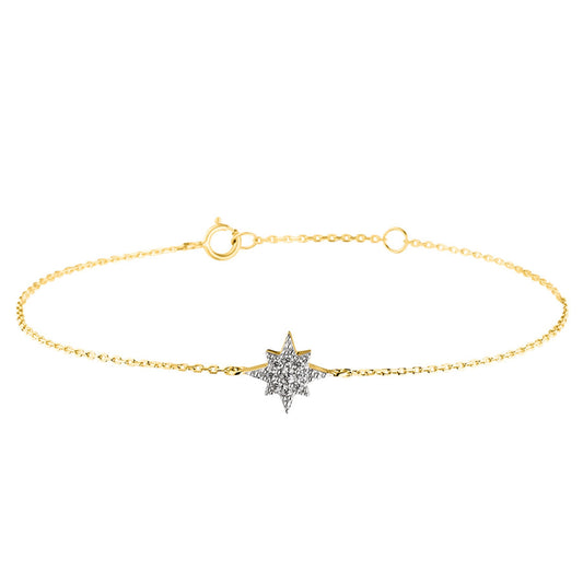 9ct Yellow Gold CZ Set North Star Bracelet