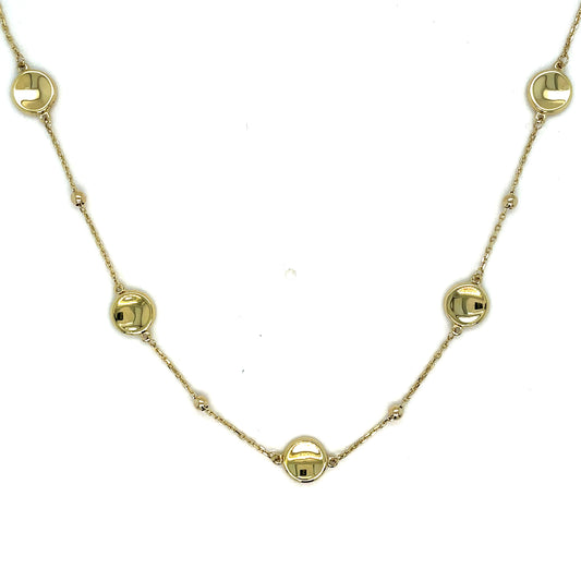 9ct 18" Polished Disc And Ball Necklet