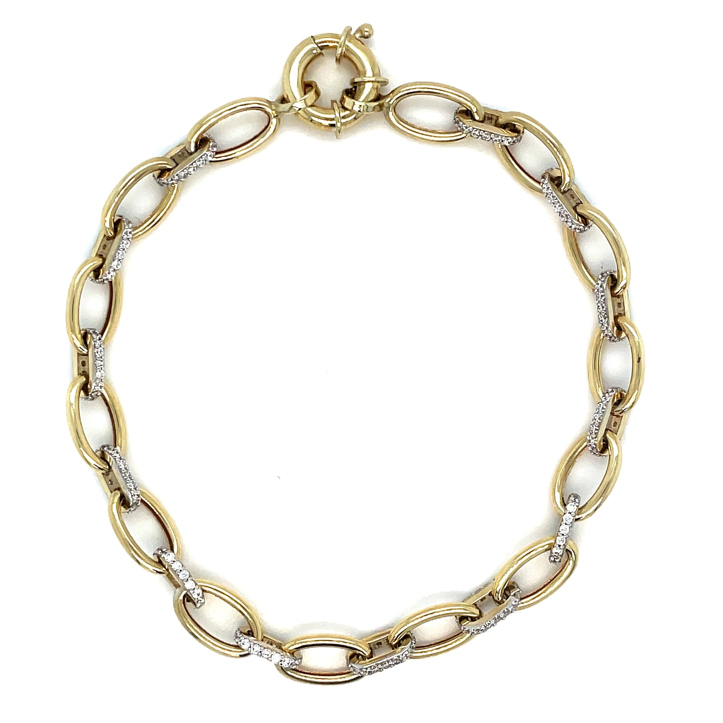 9ct Open Oval Cubic Zirconia Link Bracelet