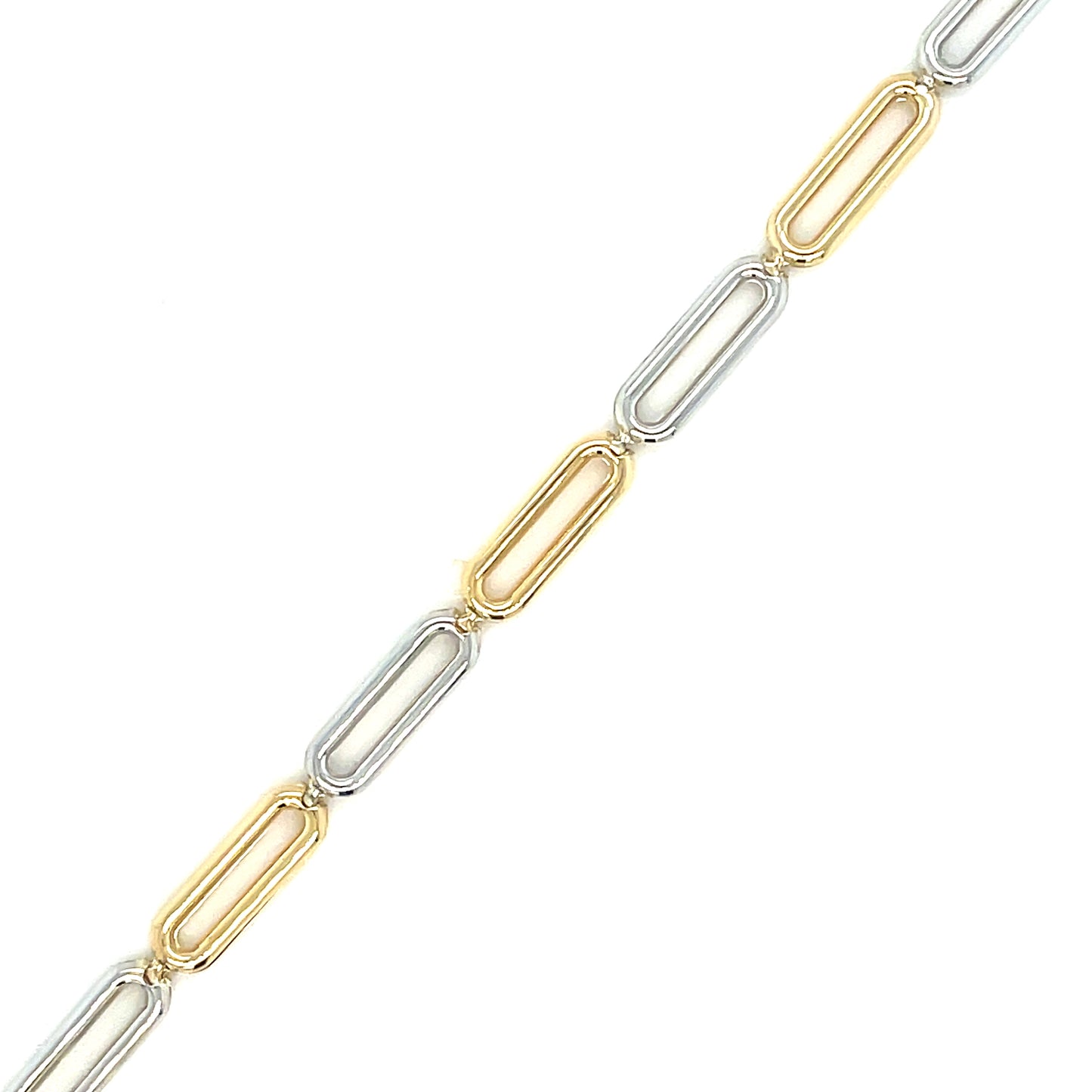 9ct Two Tone Open Rectngular Link Bracelet