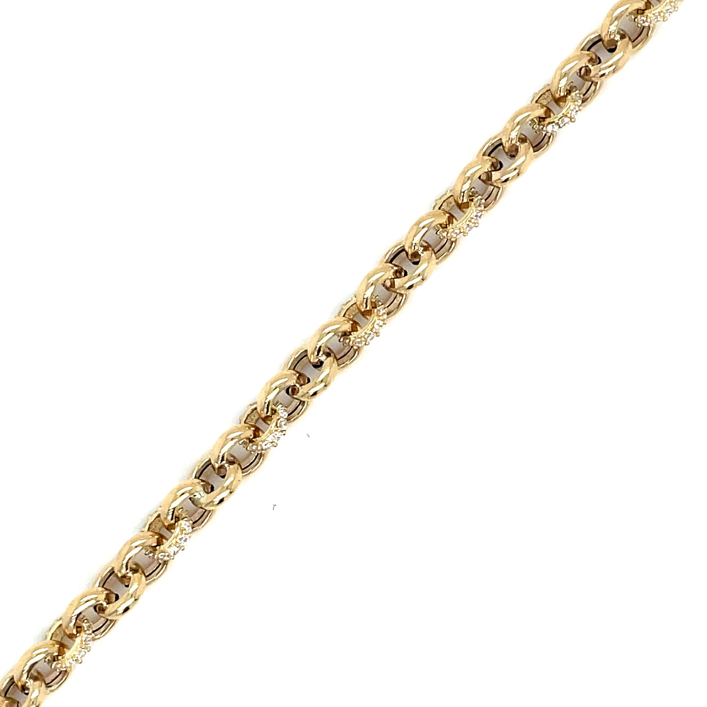 9ct Polished and Cubic Zirconia Belcher Link bracelet