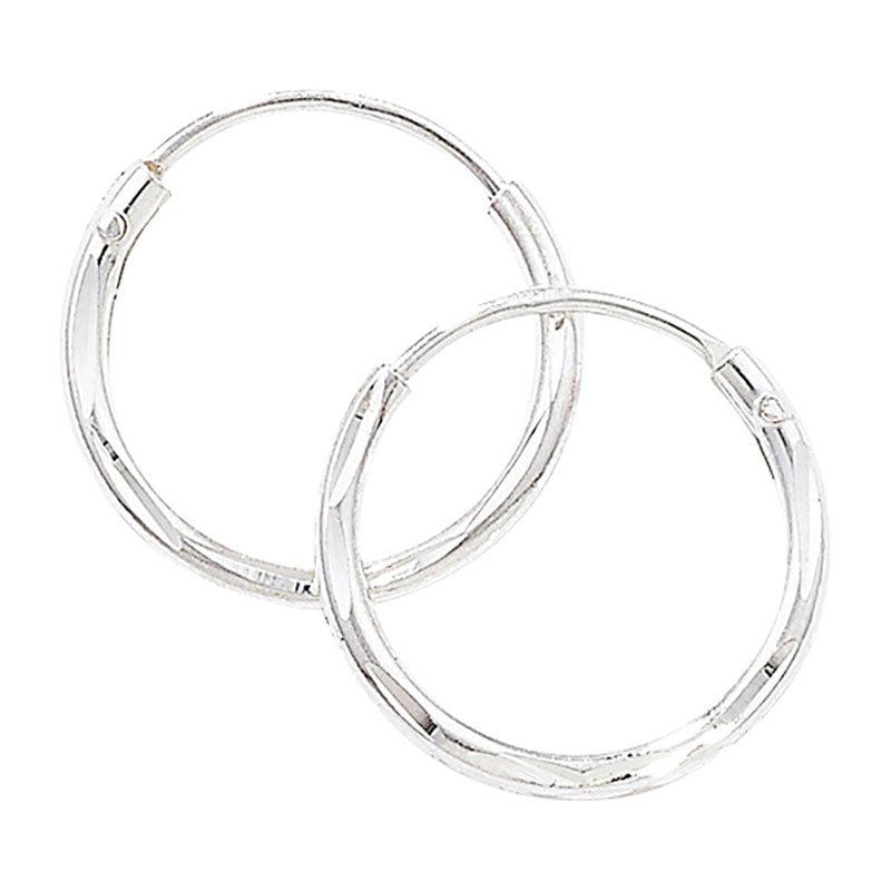 Sterling Silver Diamond Cut Hoops Earrings