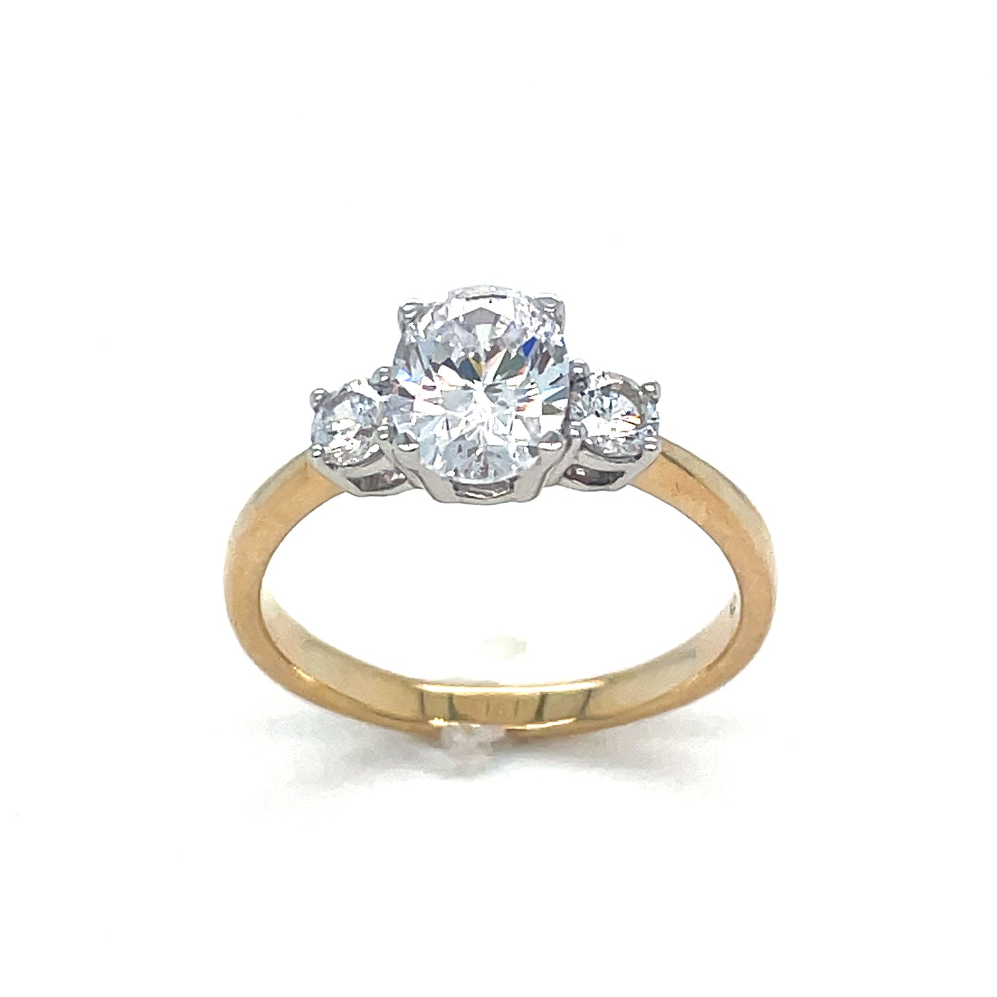 9ct Cubic Zirconia Oval Solitaire Ring With Round Shoulders