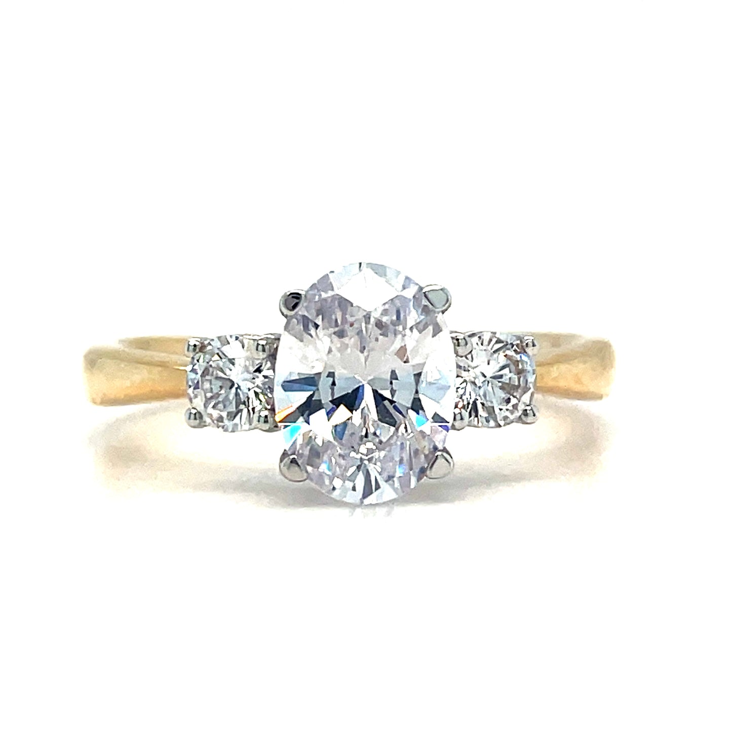 9ct Cubic Zirconia Oval Solitaire Ring With Round Shoulders