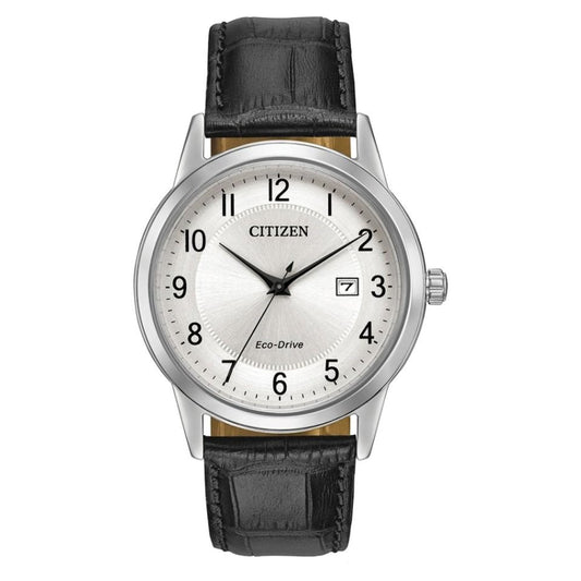 Gents Citizen Eco-Drive White Dial Black Strap