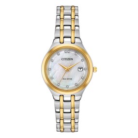 Ladies Citizen Silhouette Mother Of Pearl Dial With Diamond Batons