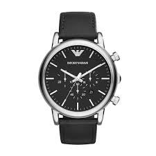 Gents Stainless Steel Armani Black Chronograph Watch