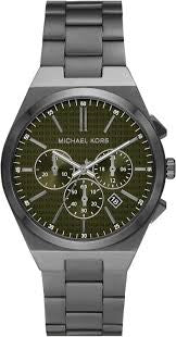 Gents Stainless Steel Michael Kors Lennox Chronograph Green Face Watch