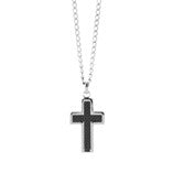 Gents Steelwear Cross Pendant with Textured Chrome Centre