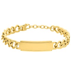 Gents Steelwear Gold Plated Stainless Steel Flat Curb ID Bracelet