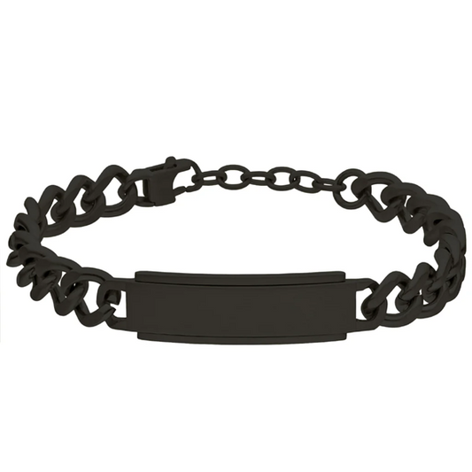 Gents Steelwear Black Stainless Steel Flat Curb ID Bracelet