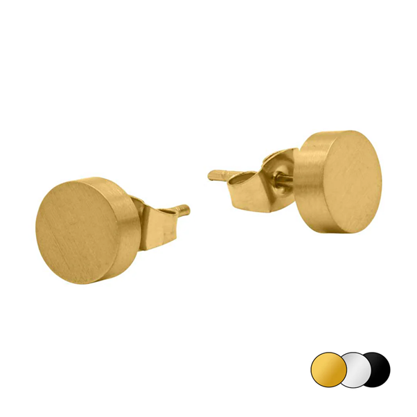 Gents Steelwear Stainless Steel Gold Plated Round Stud Earrings