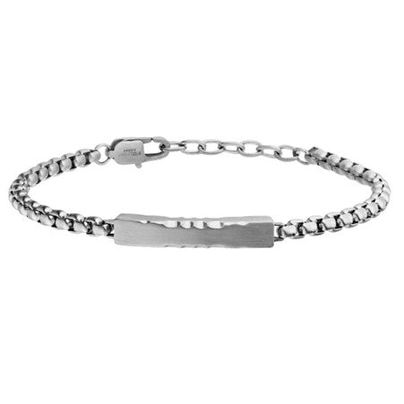 Gents Steelwear Stainless Steel Box Link Bracelet with Block