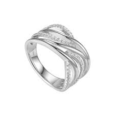 Sterling Silver CZ  Cross over Ring