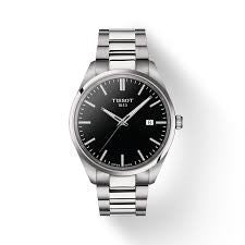 Gents Stainless Steel Tissot PR100 Black Dial Watch