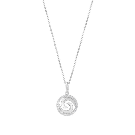 Sterling Silver Open Circle Cubic Zirconia Swirl Pendant