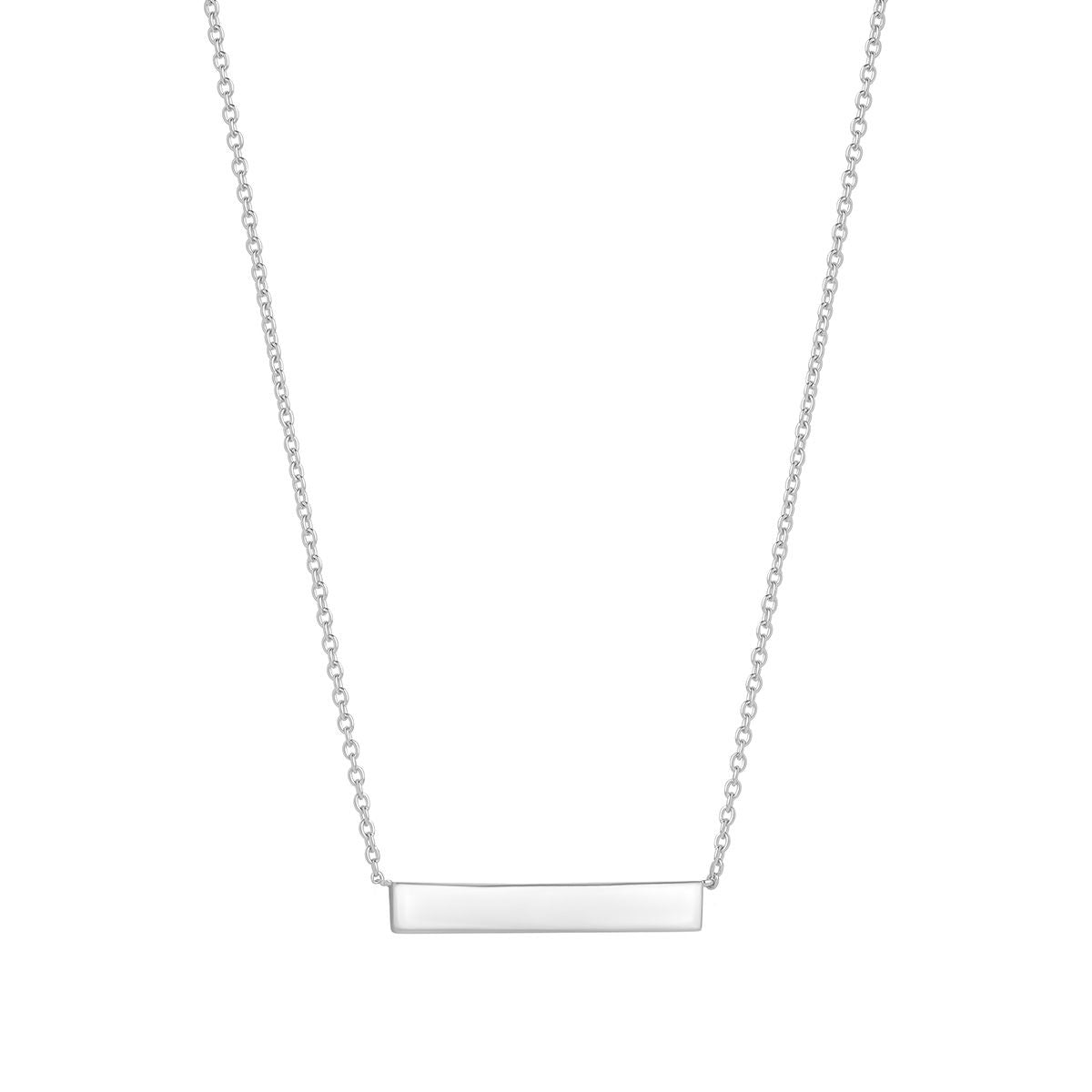 Sterling Silver 3D Engravable Horizontal Bar Necklet