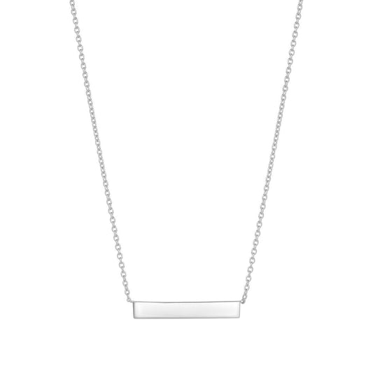 Sterling Silver 3D Engravable Horizontal Bar Necklet