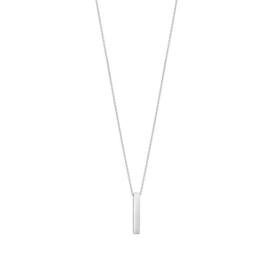 Sterling Silver 3D Engravable Vertical Bar Necklet