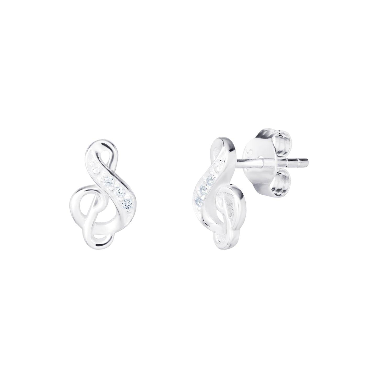 Sterling Silver CZ Treble Clef Earring