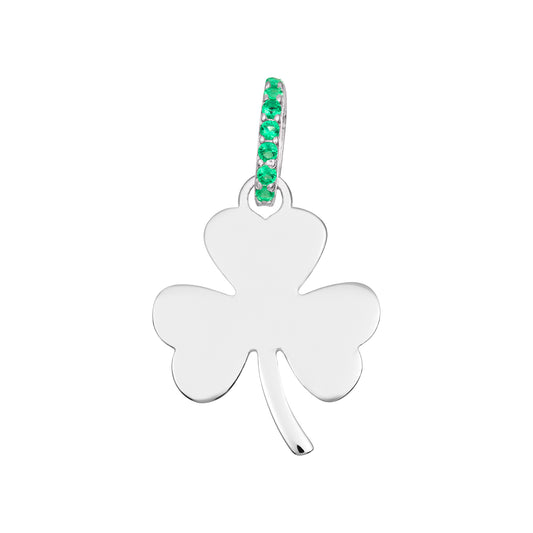 Sterling Silver Shamrock Pendant with Green CZ Baile