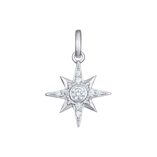 Sterling Silver CZ Set North Star Pendant