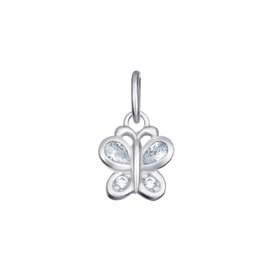 Sterling Silver CZ Set Butterfly Kids Pendant