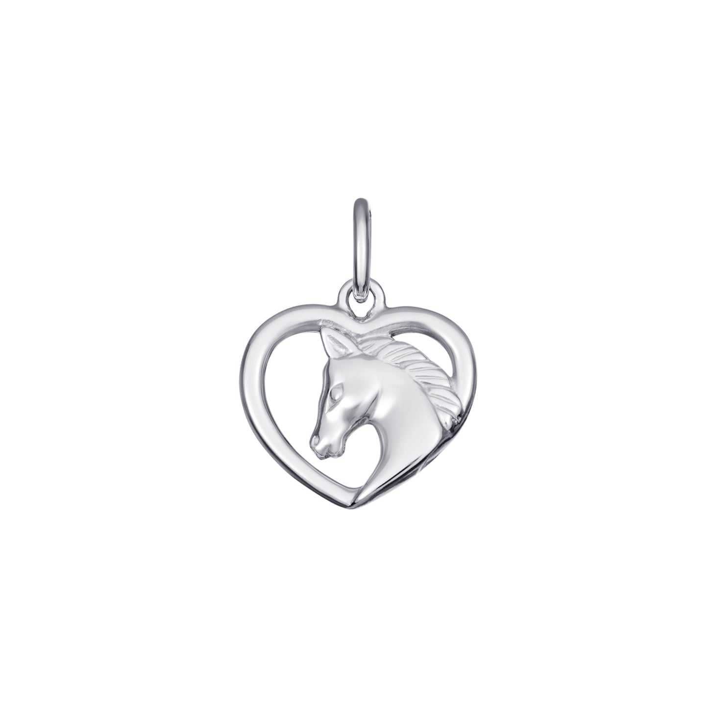 Sterling Silver Open Heart Horse Kids Pendant