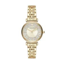 Ladies Rolled Gold Emporio Armani Gianni T-Bar Stone Set Watch