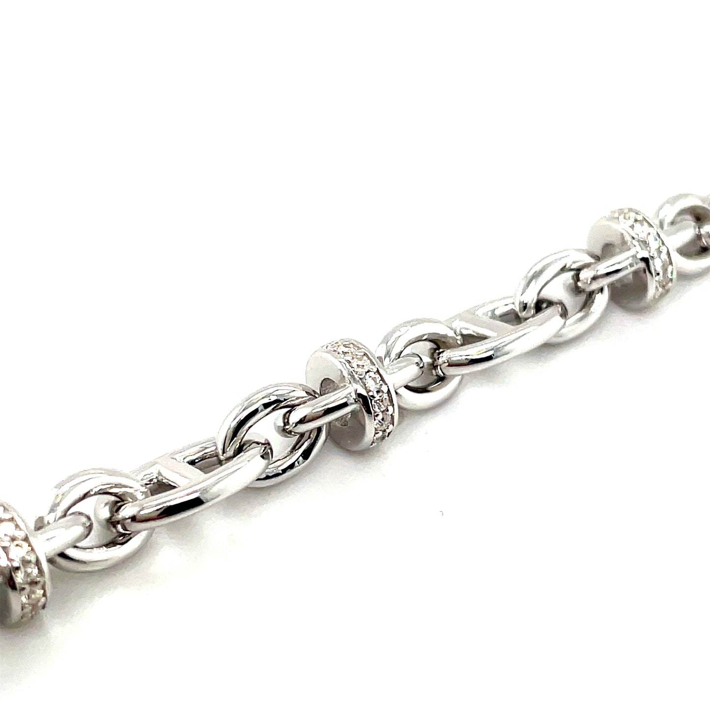 Sterling Silver Cubic Zirconia Anchor Link Bracelet