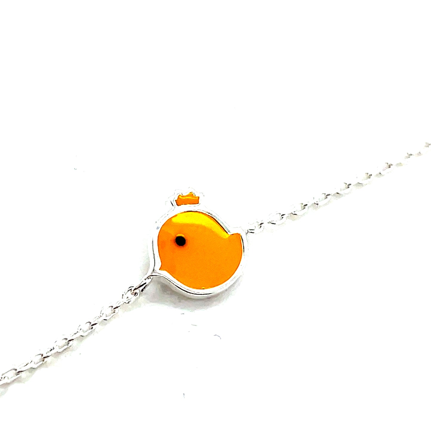 Sterling Silver Yellow Enamel Bird Bracelet
