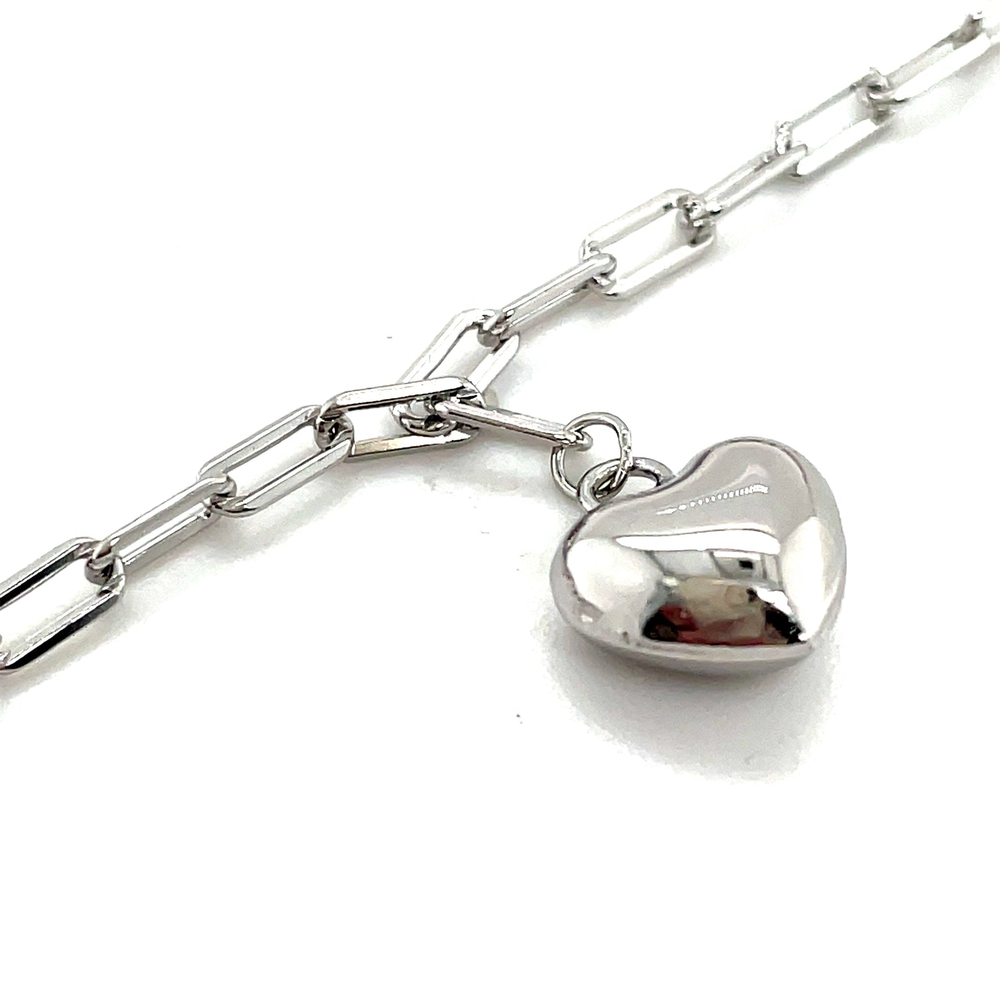 Sterling Silver Polished Bracelet With Heart Charm