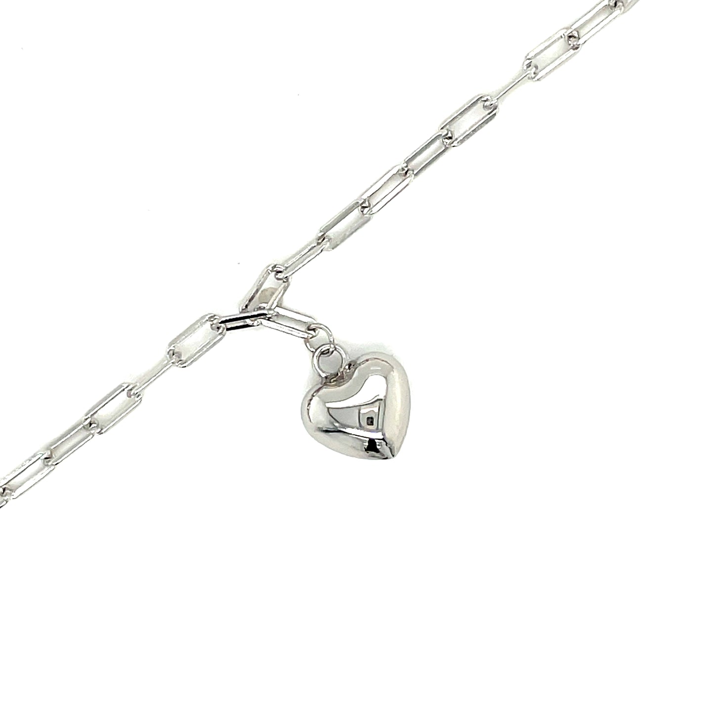 Sterling Silver Polished Bracelet With Heart Charm