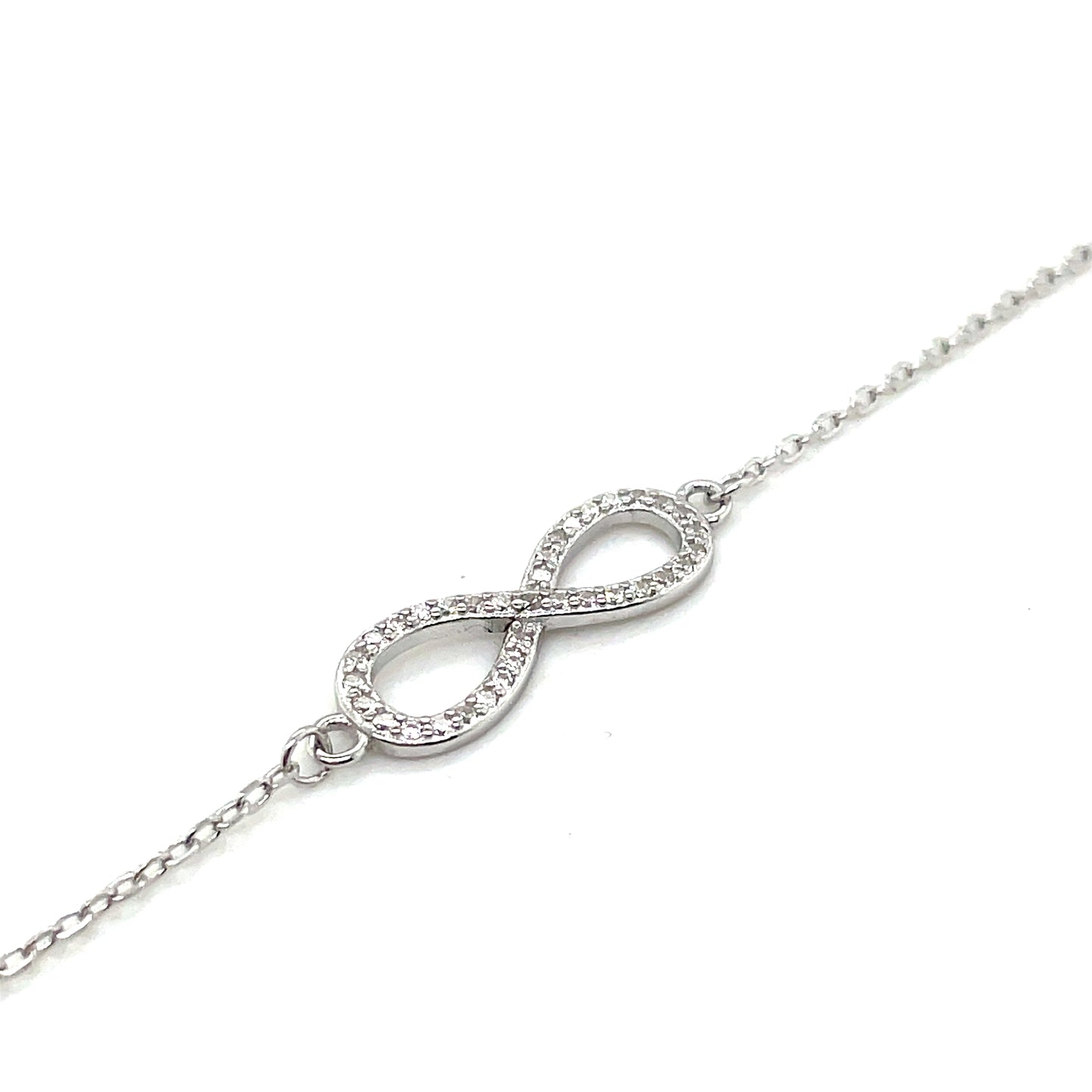 Sterling Silver Cubic Zirconia Infinity Bracelet 17 + 3cm