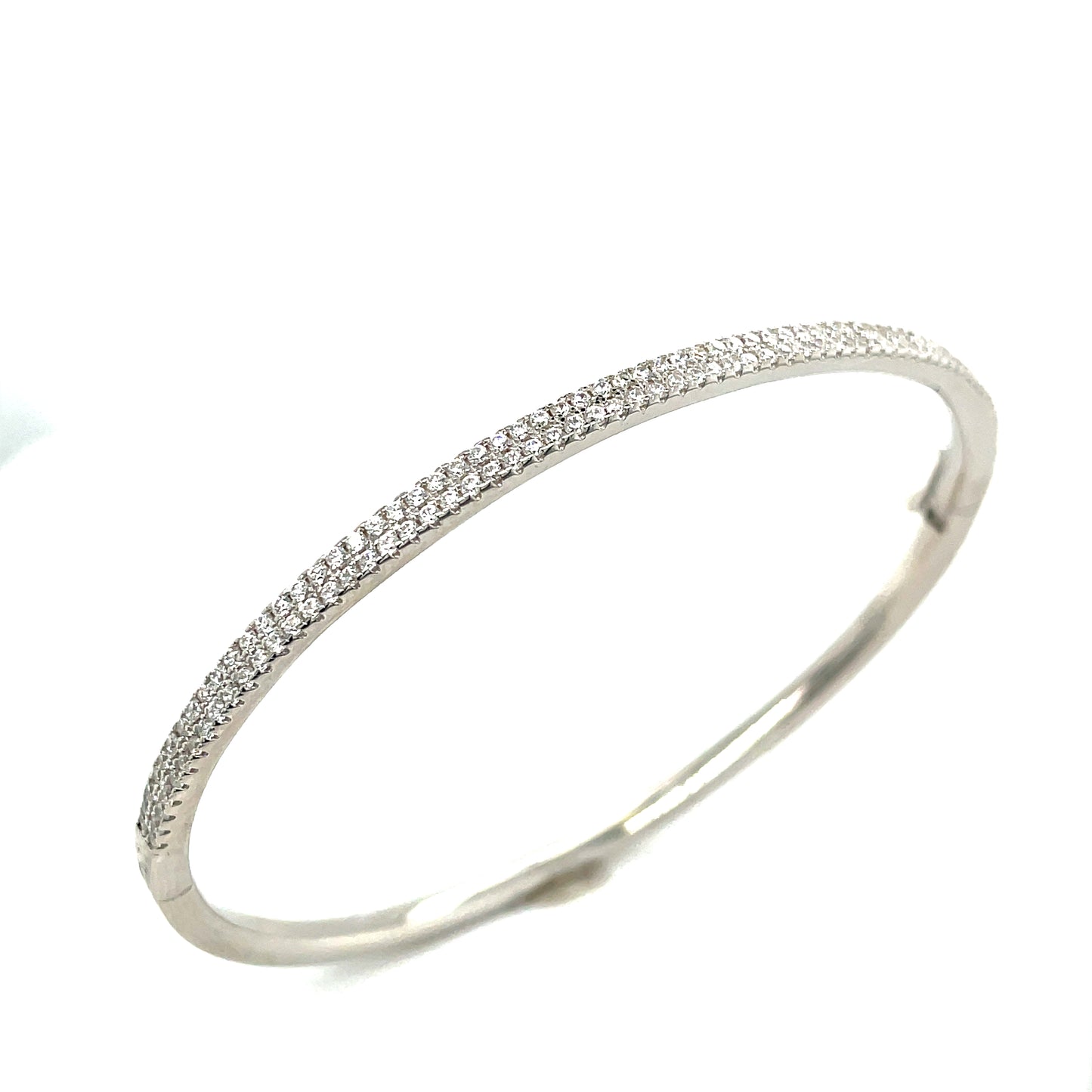Sterling Silver 2 Row Cubic Zirconia Claw Set Bangle