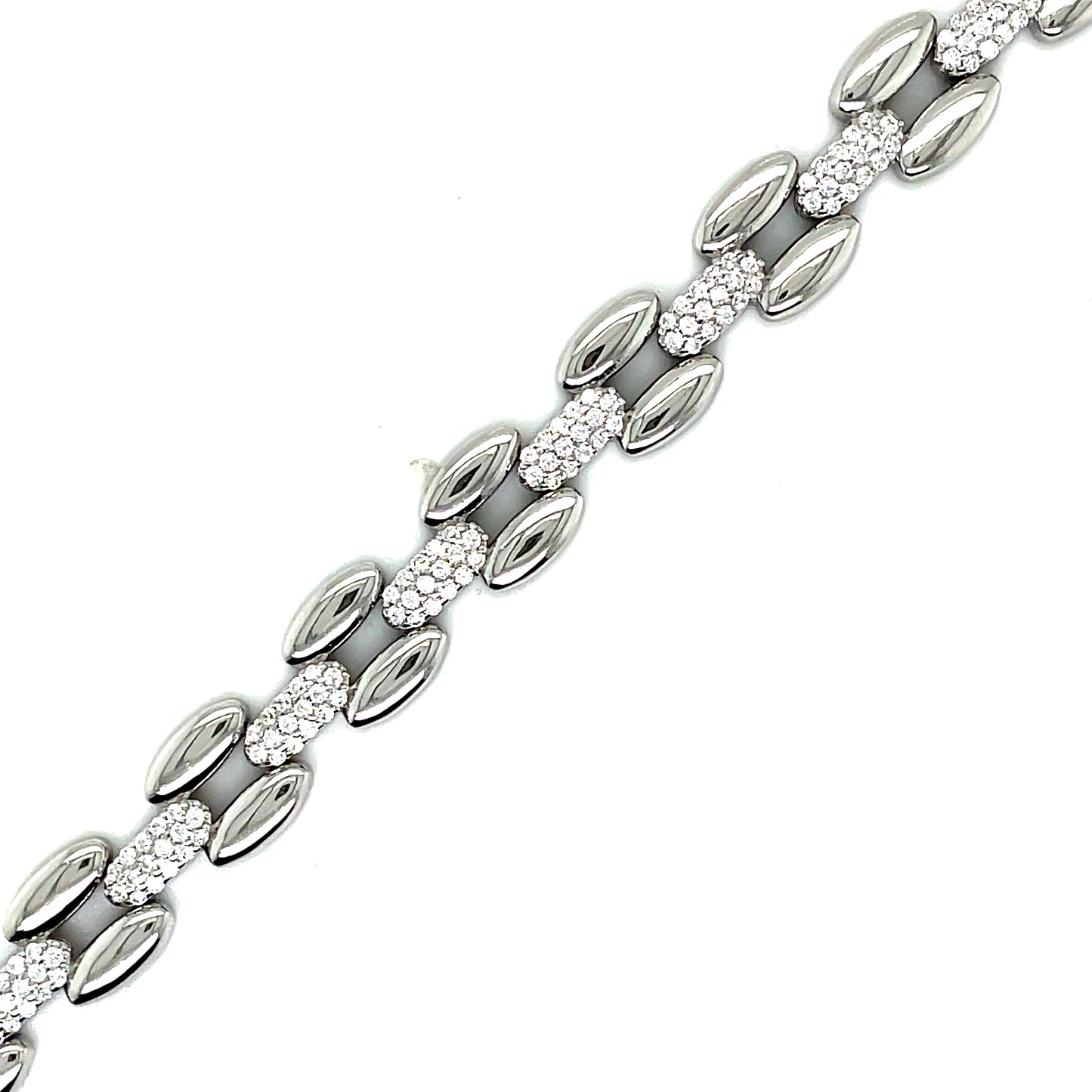 Sterling Silver Cubic Zirocnia Panther Link Bracelet 18cm + 3cm