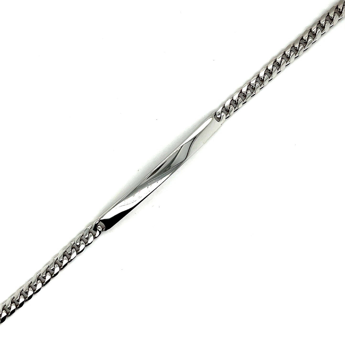 Sterling Silver Curb Bracelet With Long ID Plate 21cm