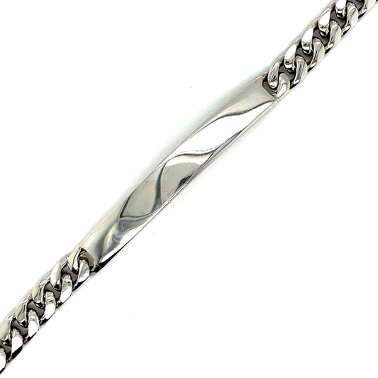 Sterling Silver Heavy Curb ID Bracelet