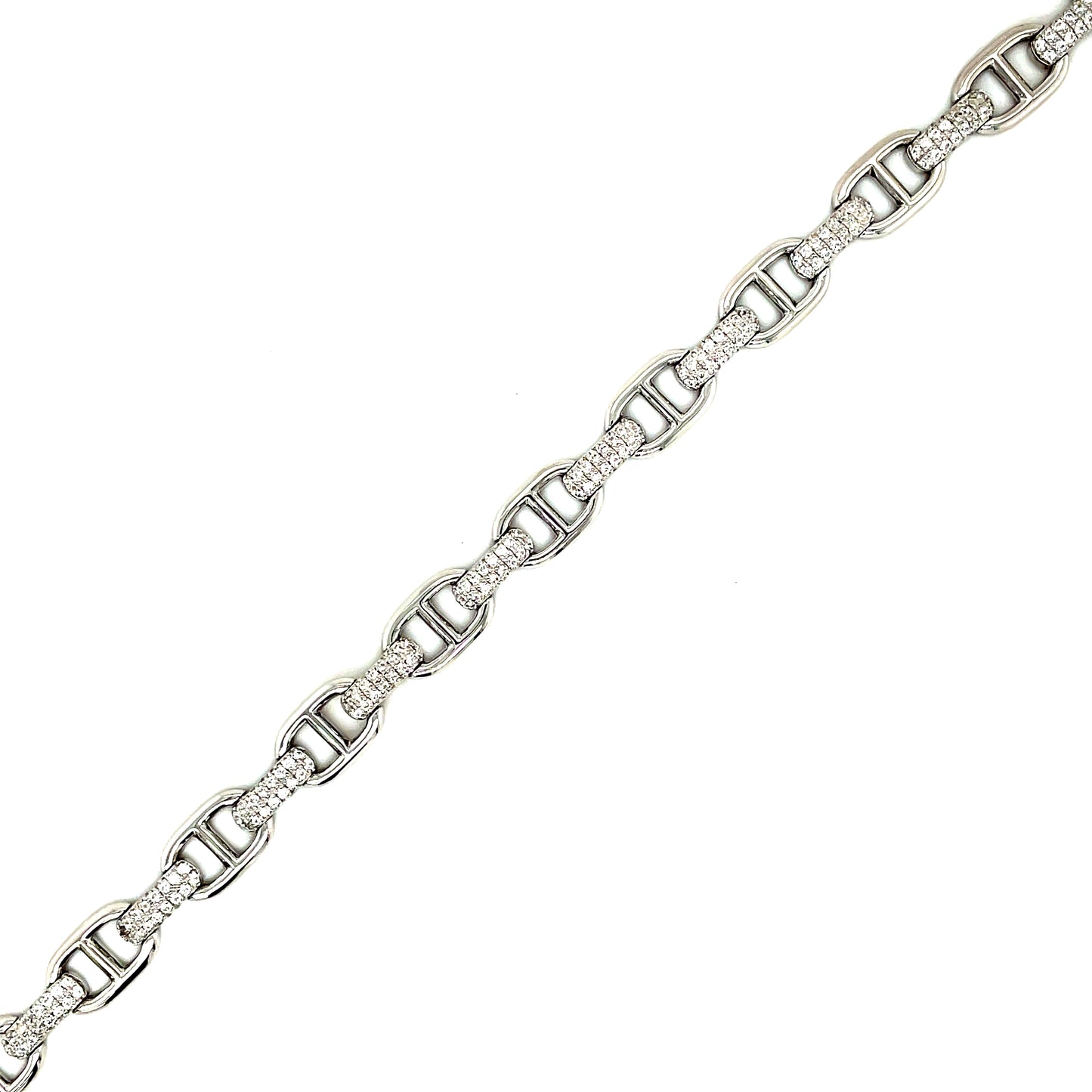 Sterling Silver Cubic Zirconia Anchor Link Bracelet