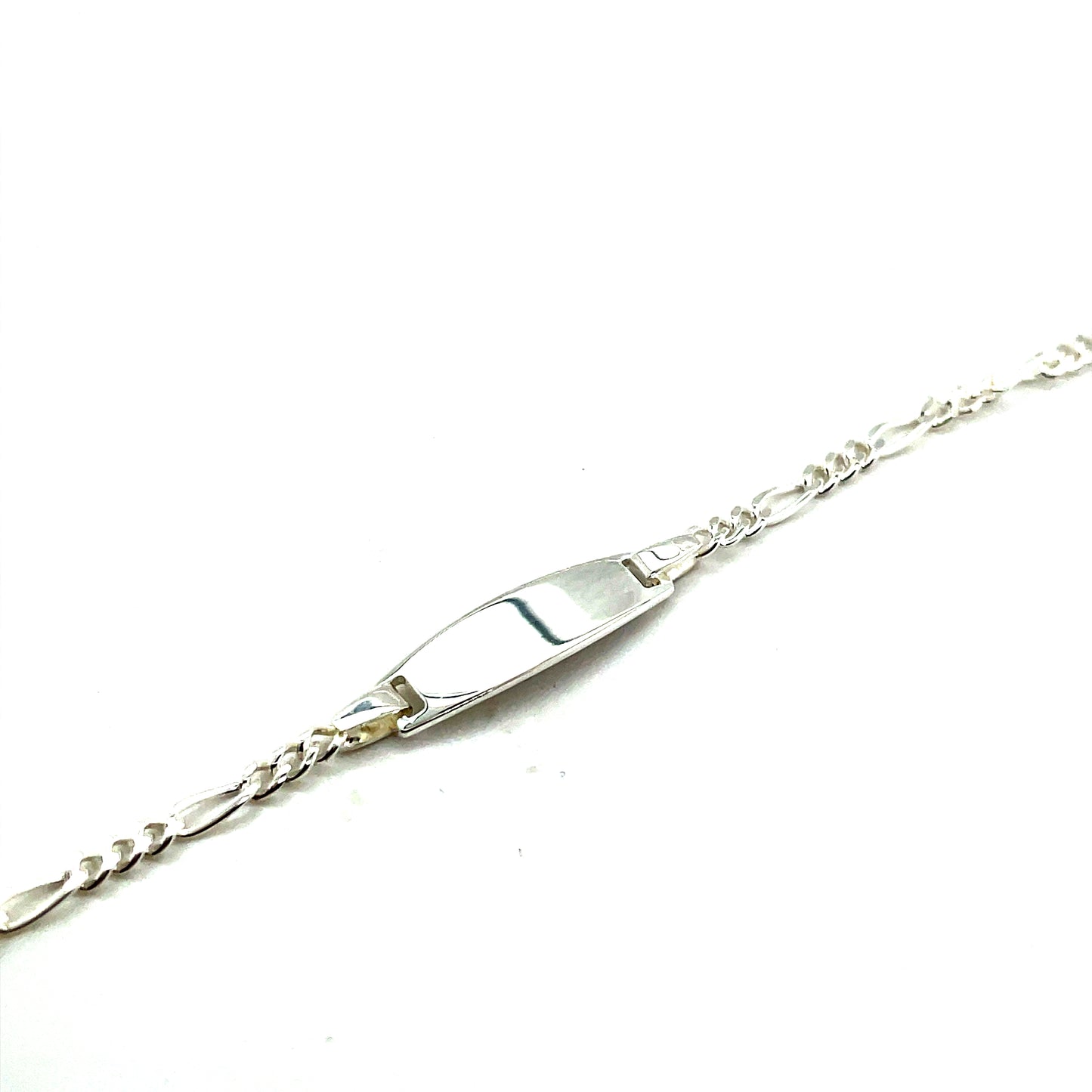 Sterling Silver Figaro Baby ID Bracelet