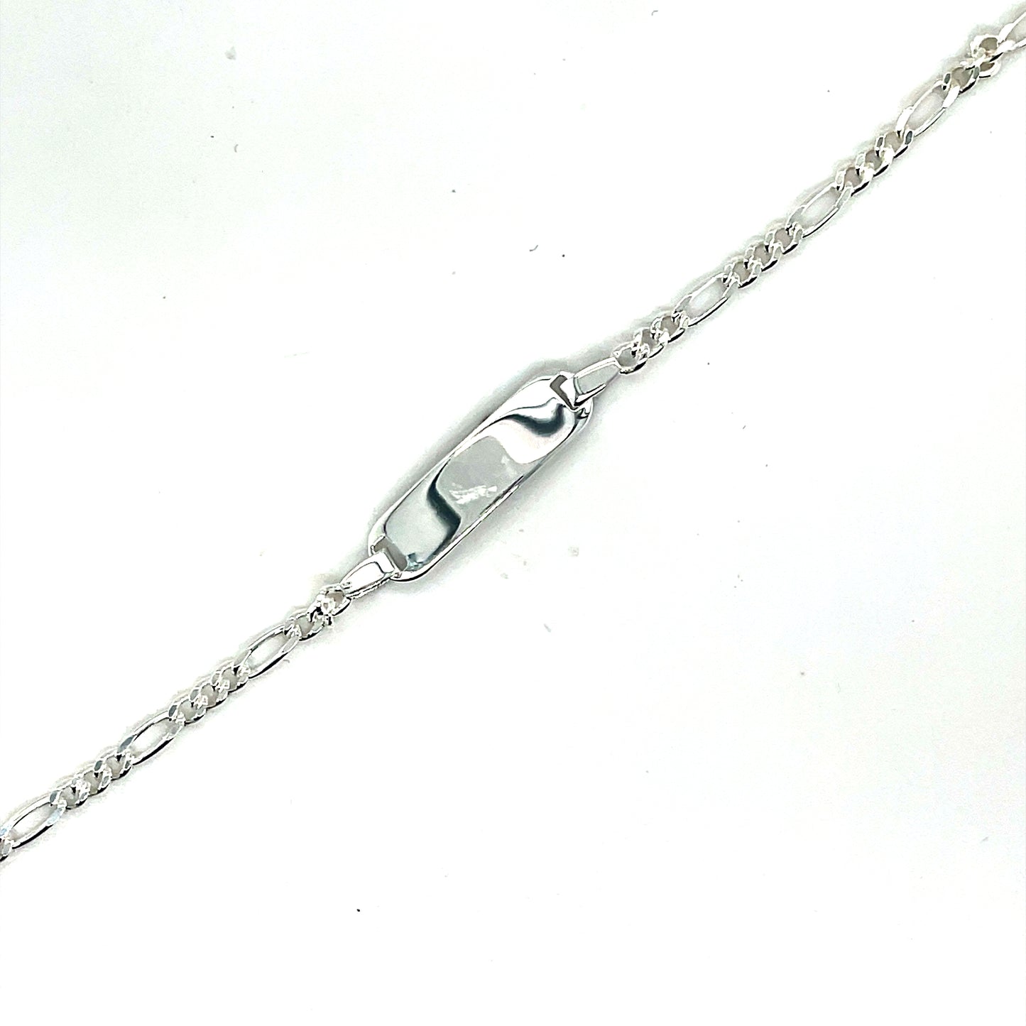 Sterling Silver Figaro Baby ID Bracelet