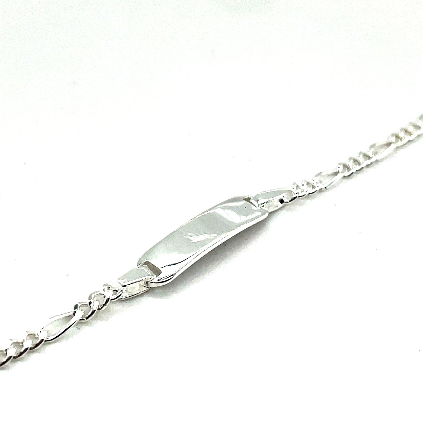 Sterling Silver Figaro Baby ID Bracelet