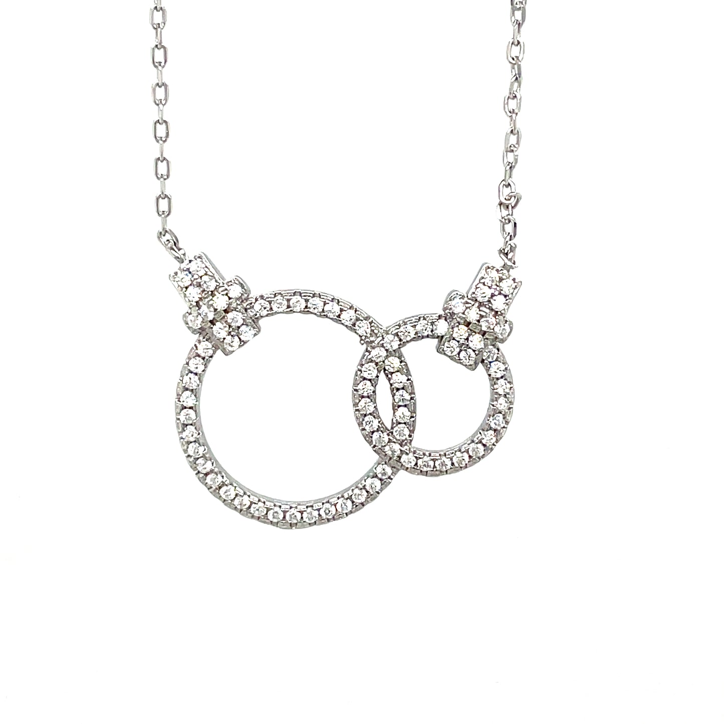 Sterling Silver Cubic ZirconiaDouble Open Circle Necklet